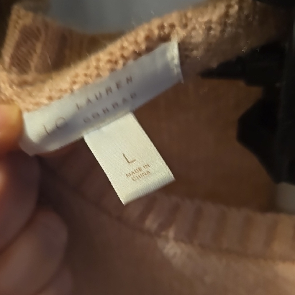 LC Lauren Conrad Tan and Gray V-Neck Sweater - Picture 2 of 7